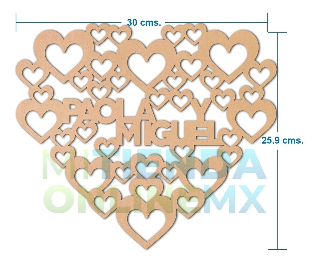 Cuadro Nombre Personalizado Love San Valentin - 30x26 Cm