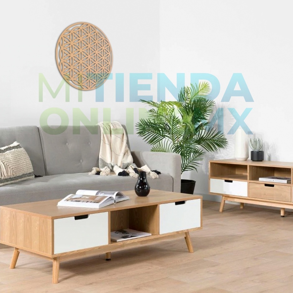 Cuadro Flor De La Vida Natural Mdf 6 Mm - 50 Cm