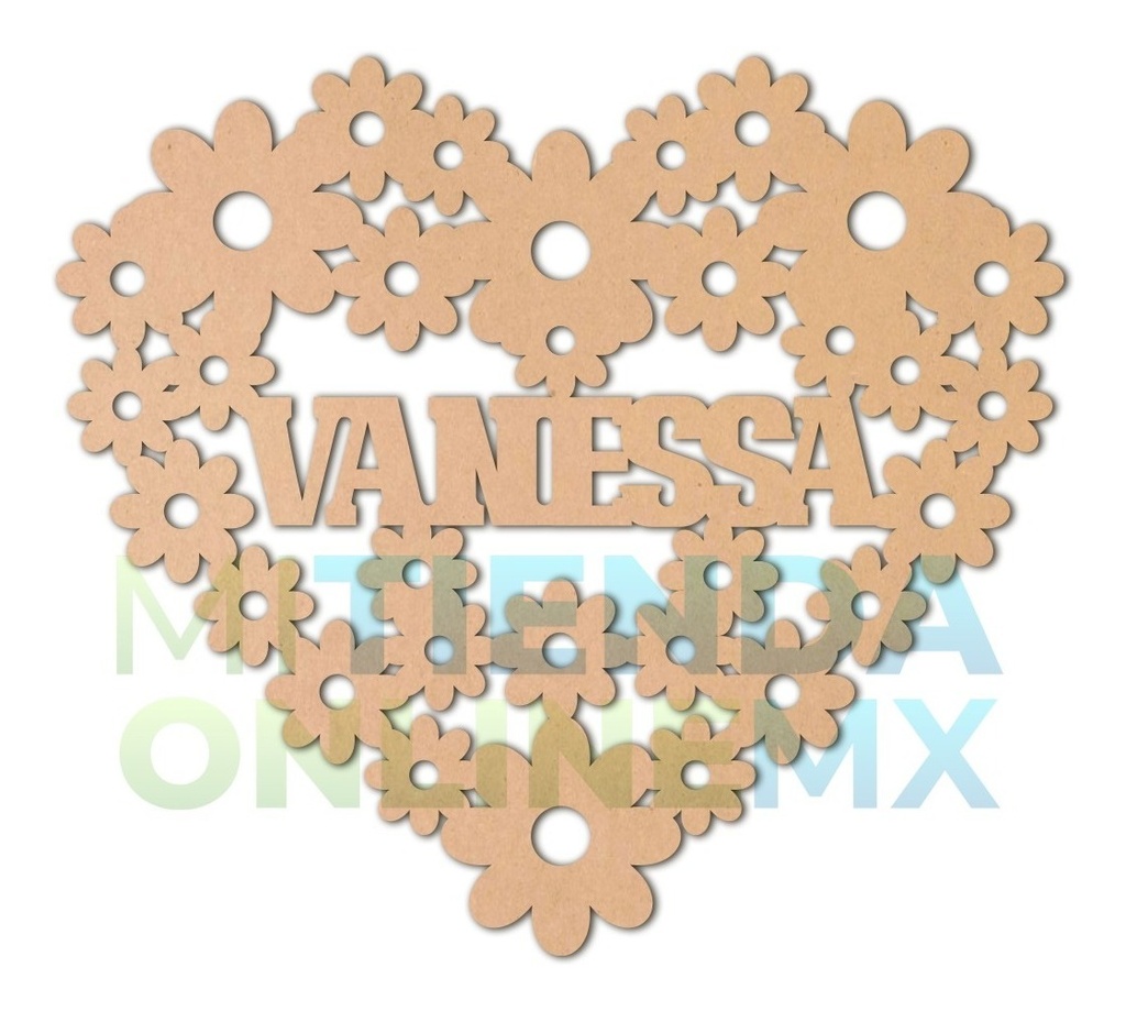 Cuadro Nombre Personalizado Flores San Valentin - 50x43 Cm