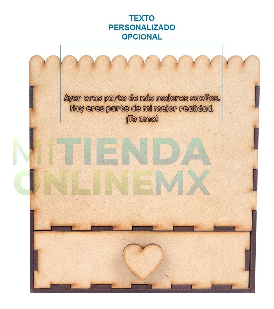 Caja Con Cajón Para San Valentin Amor Personalizable Mdf 