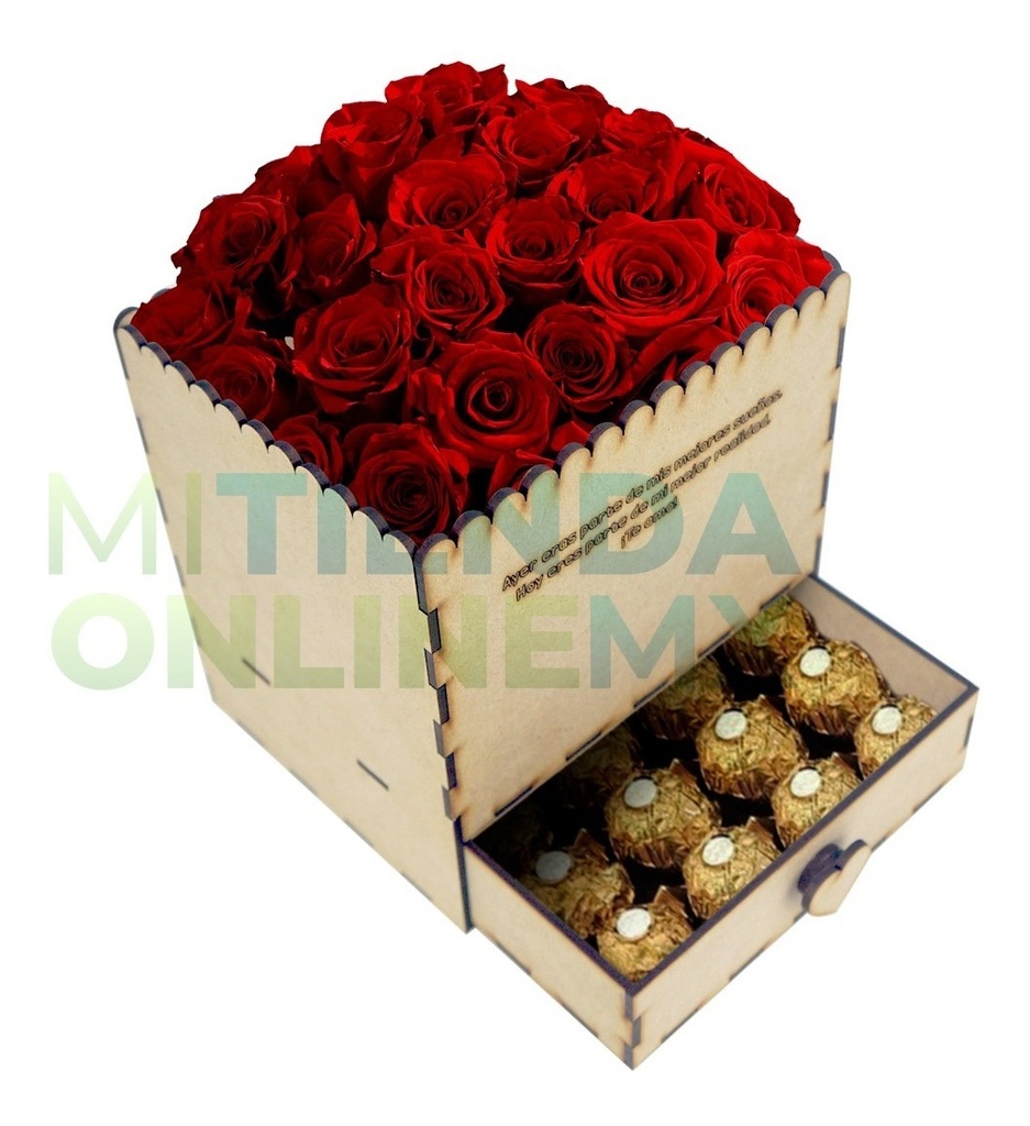 Caja Con Cajón Para San Valentin Amor Personalizable Mdf 