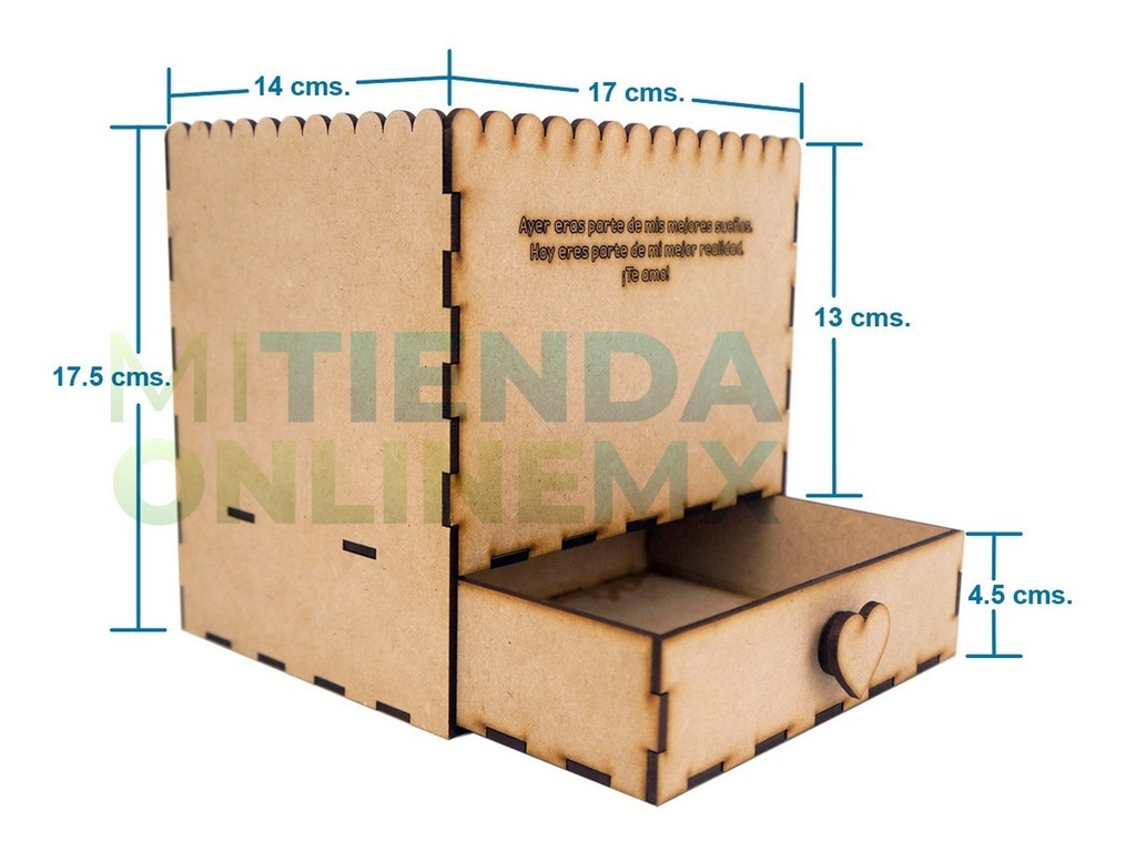 Caja Con Cajón Para San Valentin Amor Personalizable Mdf 