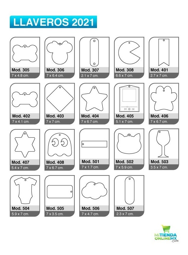 25 Llaveros Acrílico Transparente 3mm Formas Diversas 7 Cm