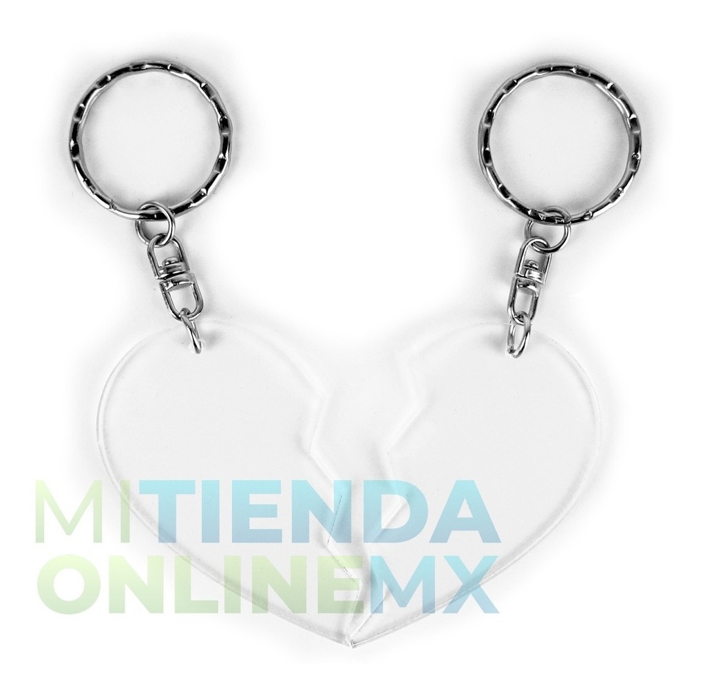20 Llaveros De Acrílico 3mm, Corazón Partido, 7cm