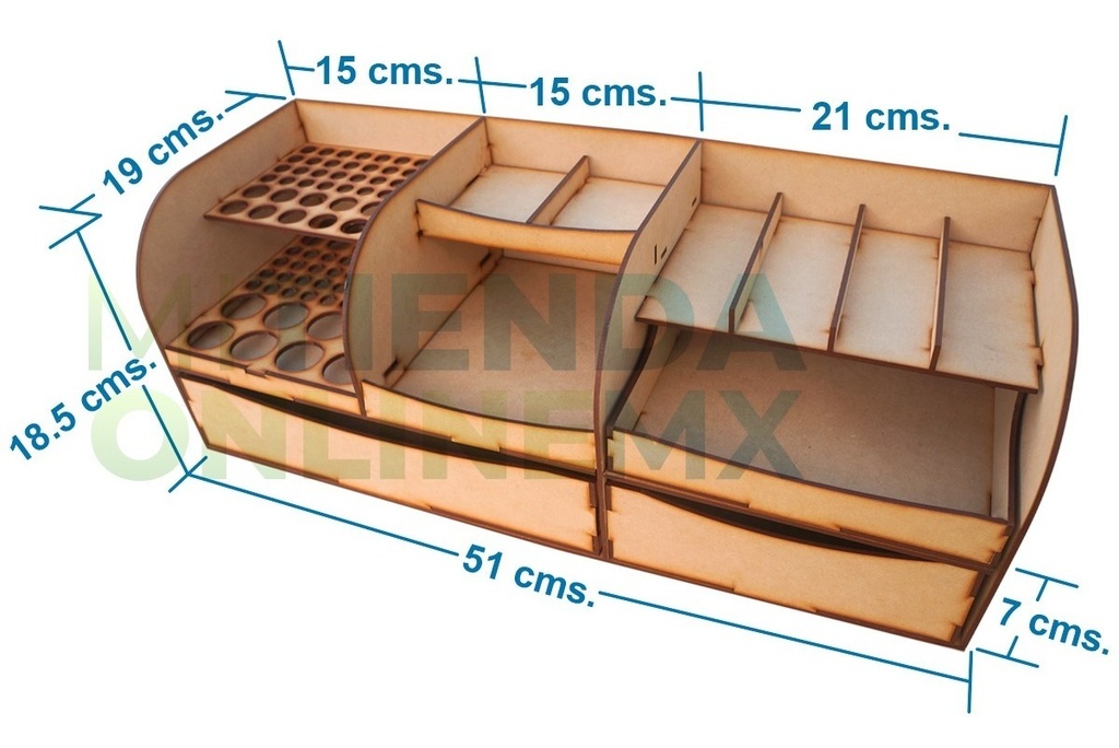 Caja Organizador Escritorio Pinceles Herramientas Mdf 3mm