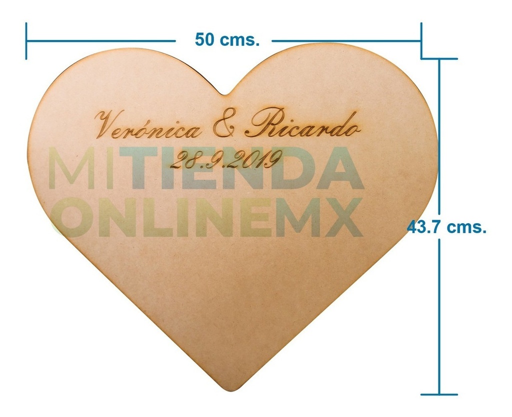 Corazon Firmas Personalizado Boda Recuerdo San Valentin Mdf