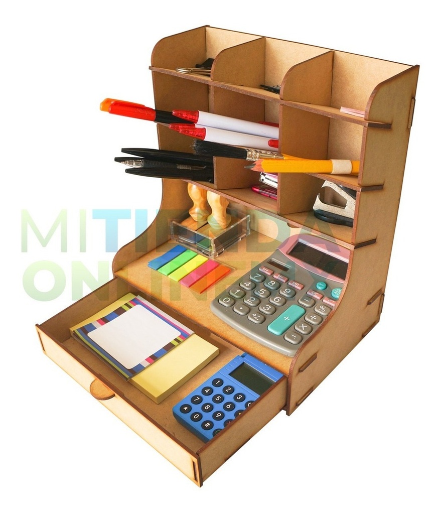 Organizador Escritorio Cajonera Lapices Arte Mdf 3mm