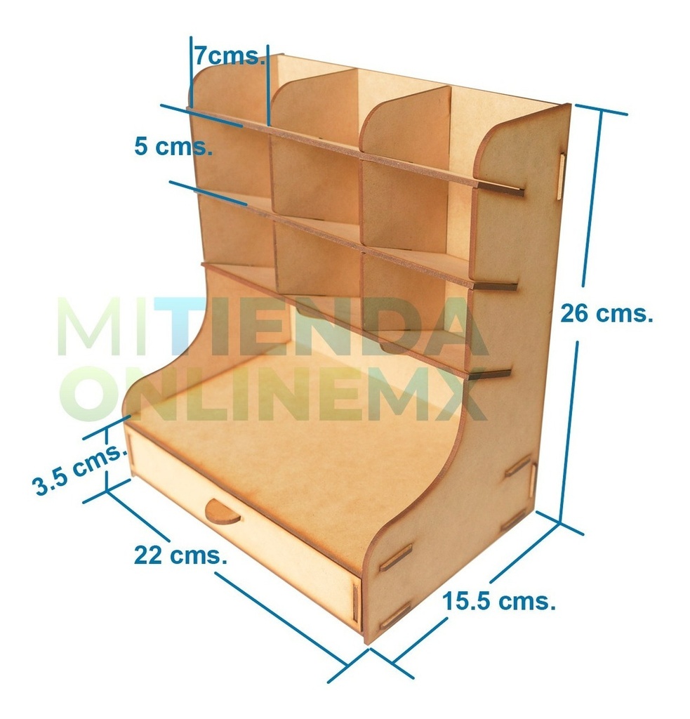 Organizador Escritorio Cajonera Lapices Arte Mdf 3mm