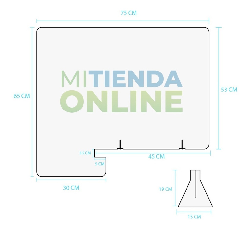 Mampara Protectora Para Escritorio Separador 75 Cm X 65 Cm