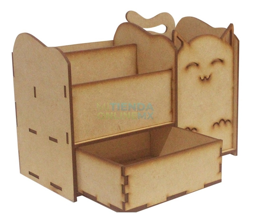 Organizador Lapicera Escritorio Gatito Mdf 3mm