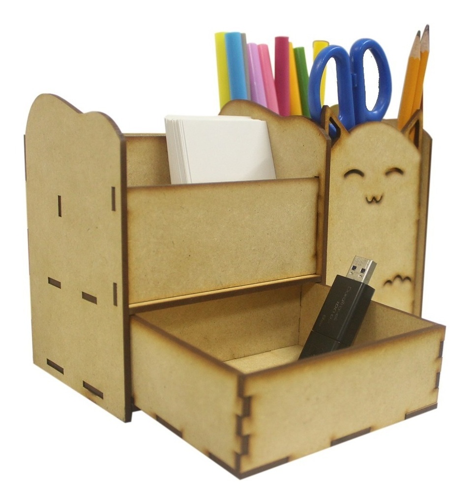 Organizador Lapicera Escritorio Gatito Mdf 3mm