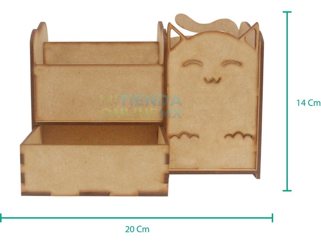 Organizador Lapicera Escritorio Gatito Mdf 3mm