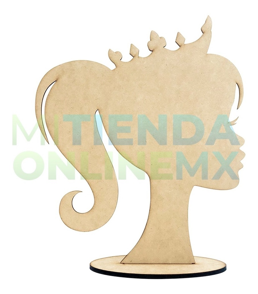 Centro De Mesa Cabeza Barbie Princesa Moño Mdf - Pack 10