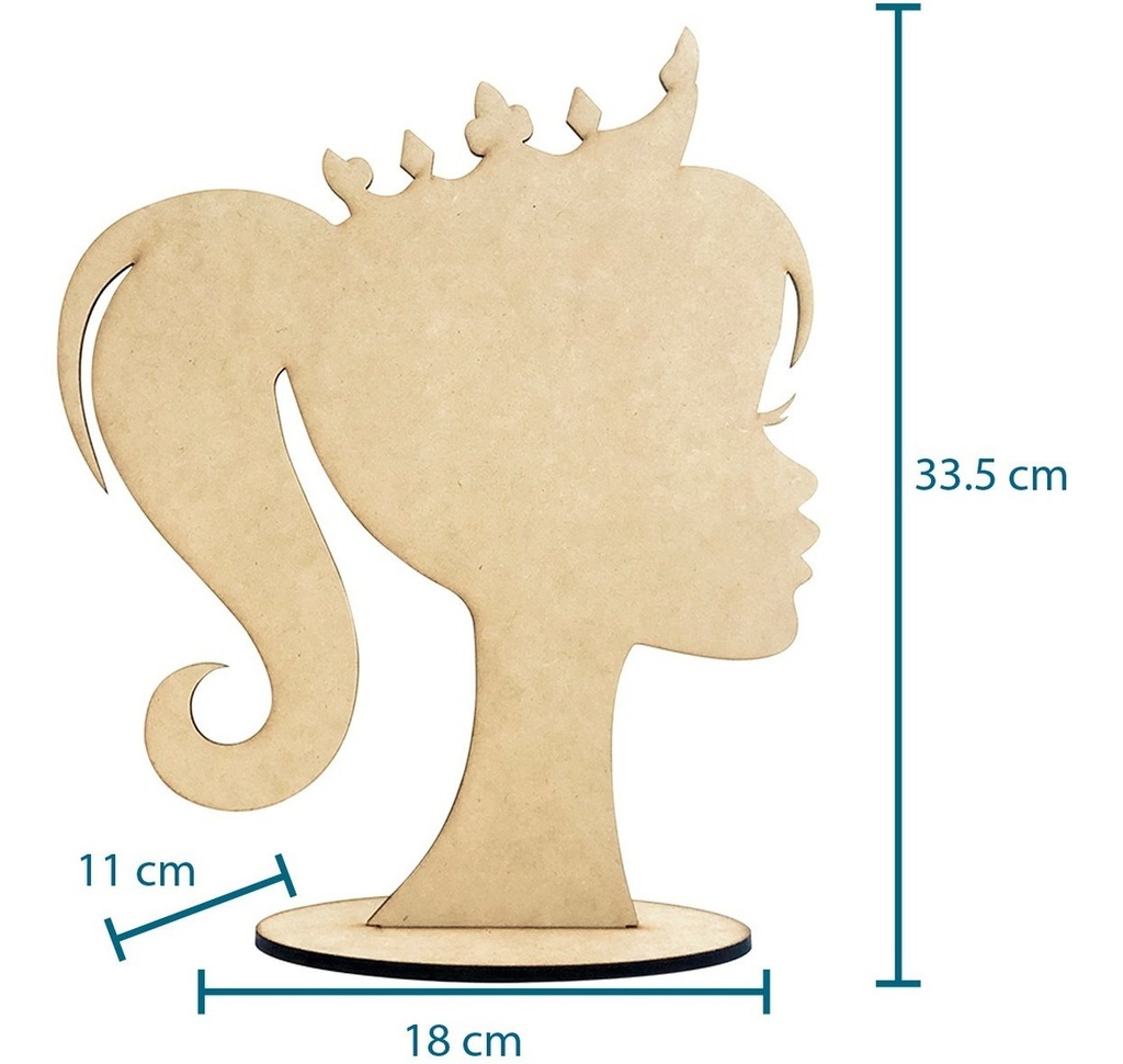Centro De Mesa Cabeza Barbie Princesa Moño Mdf - Pack 10