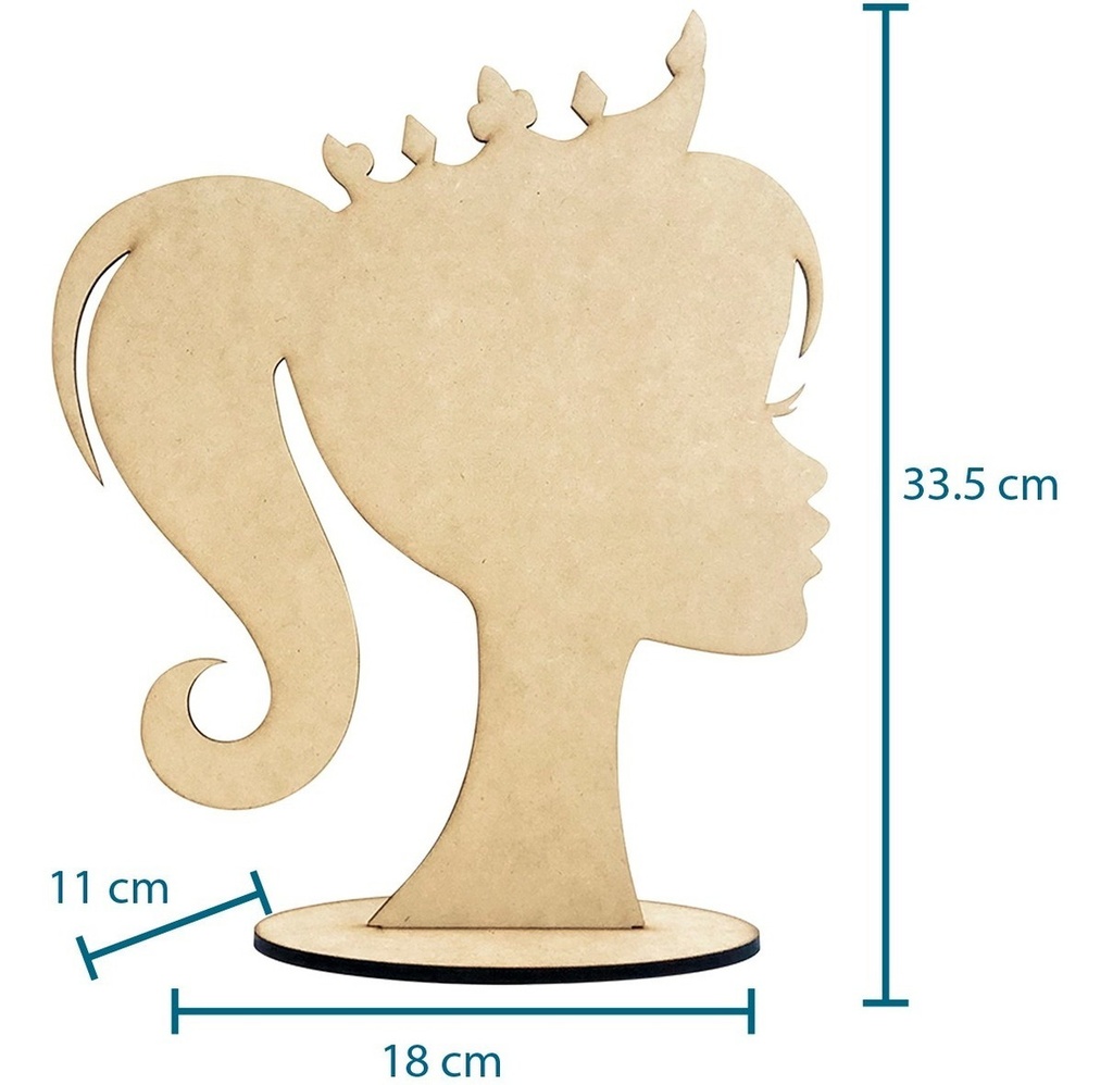 Centro De Mesa Cabeza Barbie Princesa Moño Mdf 