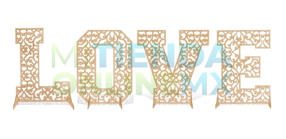 Letrero Love San Valentin Mdf Corte Laser 50 Cm 3mm