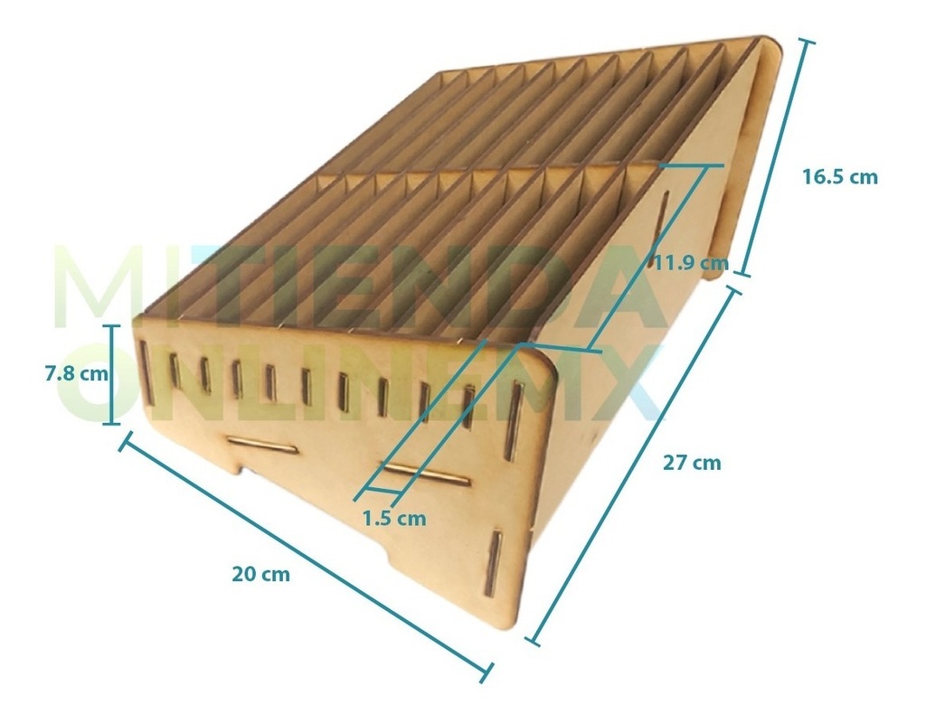 Caja Comandero Organizador Mdf Con 20 Espacios