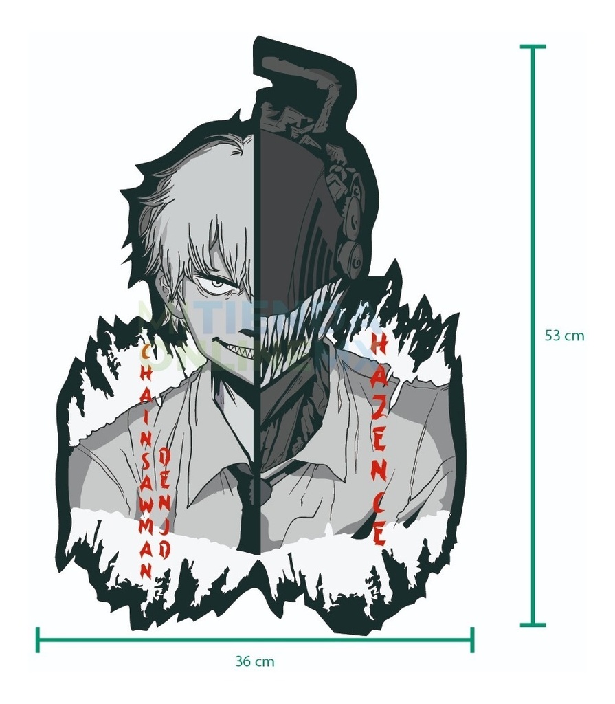 Cuadro Decorativo Chainsaw Man Anime Mdf 6 Mm - Mediano