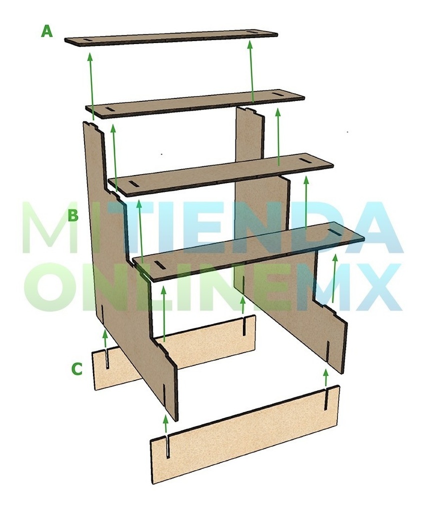 Base Escalera Bautizo Boda Xv Años Candy Bar 4 Niveles Mdf