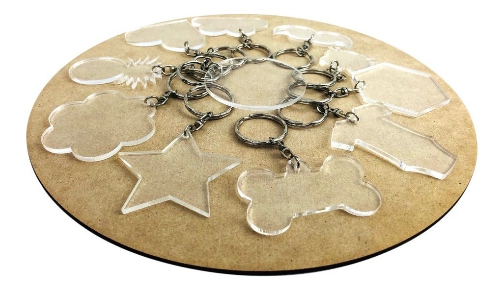 25 Llaveros Acrílico Blanco  3mm, Forma Diversa 5cm Sublimar