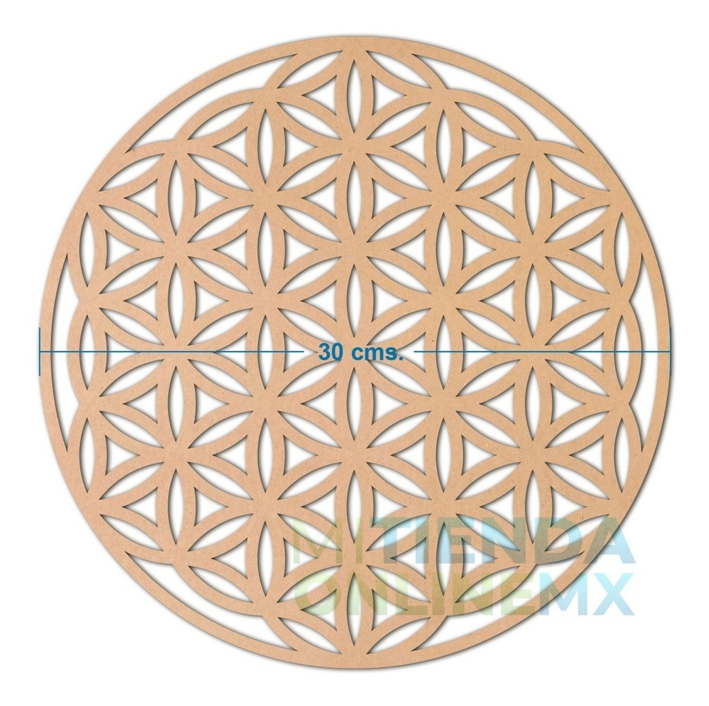 Cuadro Flor De La Vida Natural Mdf 6 Mm - 30 Cm