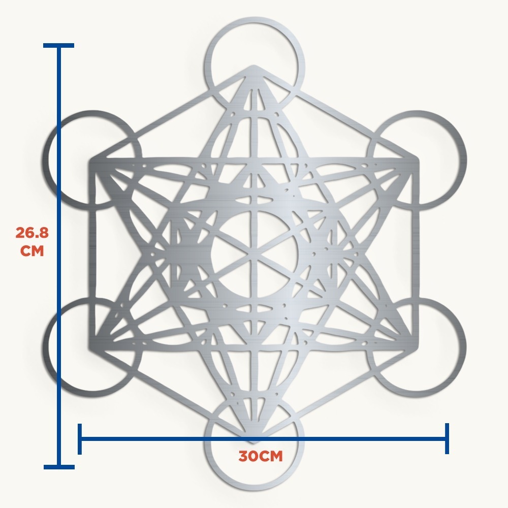 Cuadro Cubo Metatron Muro Pared Decoración 30x27 Oro/plata