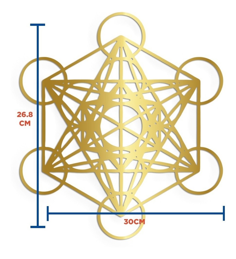 Cuadro Cubo Metatron Muro Pared Decoración 30x27 Oro/plata