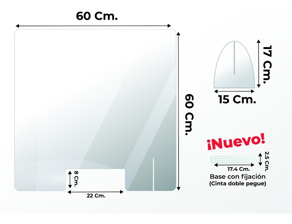 Mampara Anticontagios. 60x60 Cm. Grosor 3 Mm Económica