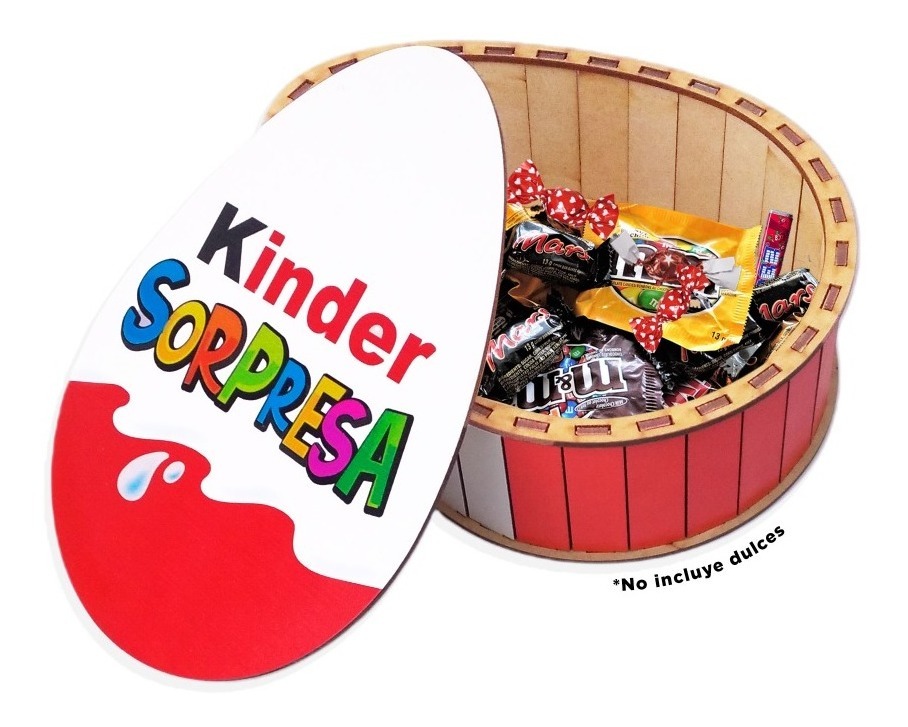Caja Huevito Sorpresa En Mdf Impresión Directa Pack 5 Pzs