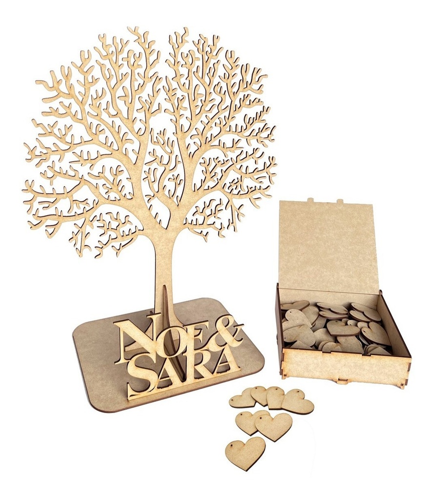 Kit Decoración Boda Arbol Cuadros Numero Mesa Caja Sobres