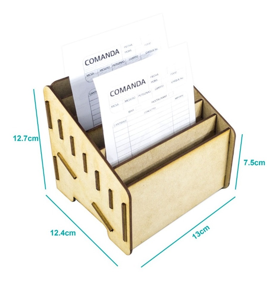 Caja Comandero Organizador Mdf Con 6 Espacios