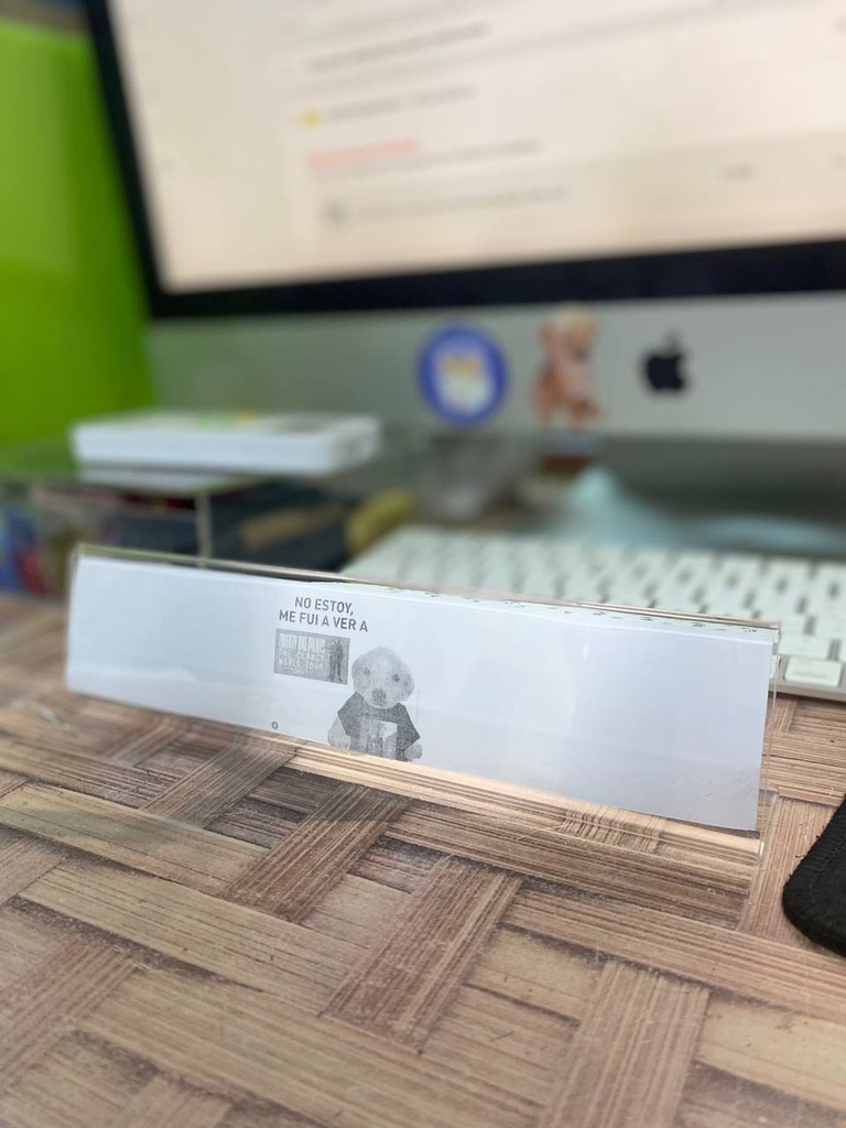 Porta Nombre, Acrílico De 2mm 23x5 Cm Pack 20