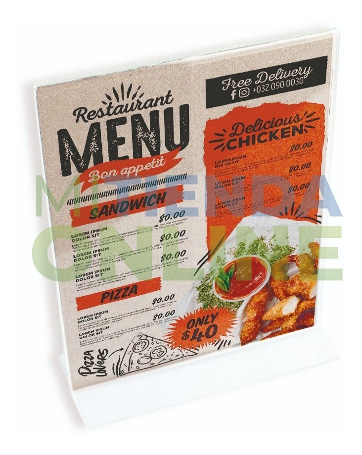 10 Porta Menu Acrílico  Restaurantes Carta Vertical