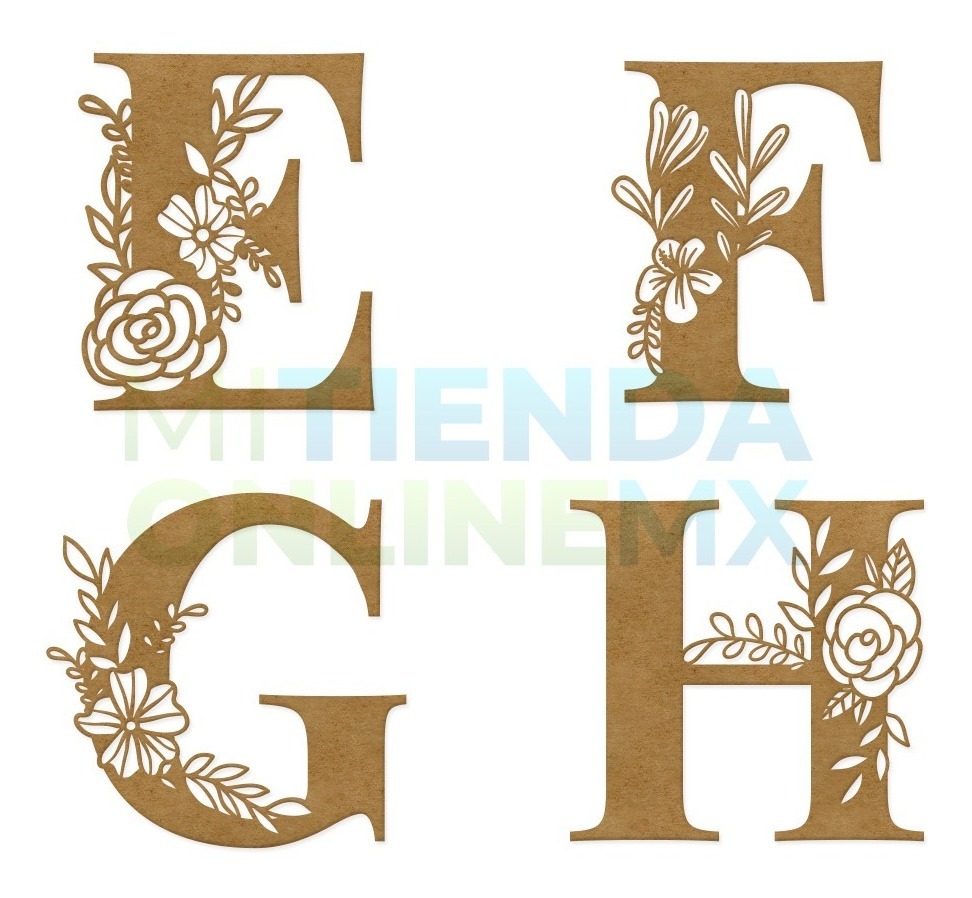 Letras Mdf Flores Corte Laser 30 Cm 3mm (pack 4)
