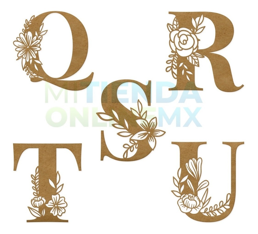 Letras Mdf Flores Corte Laser 30 Cm 3mm (pack 4)