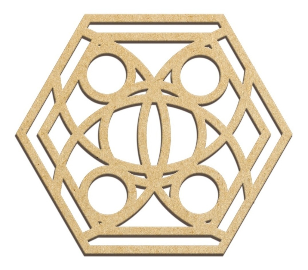 Geometría Sagrada 15 Cm X 15 Cm Mdf3mm Mandalas Natural 7pz