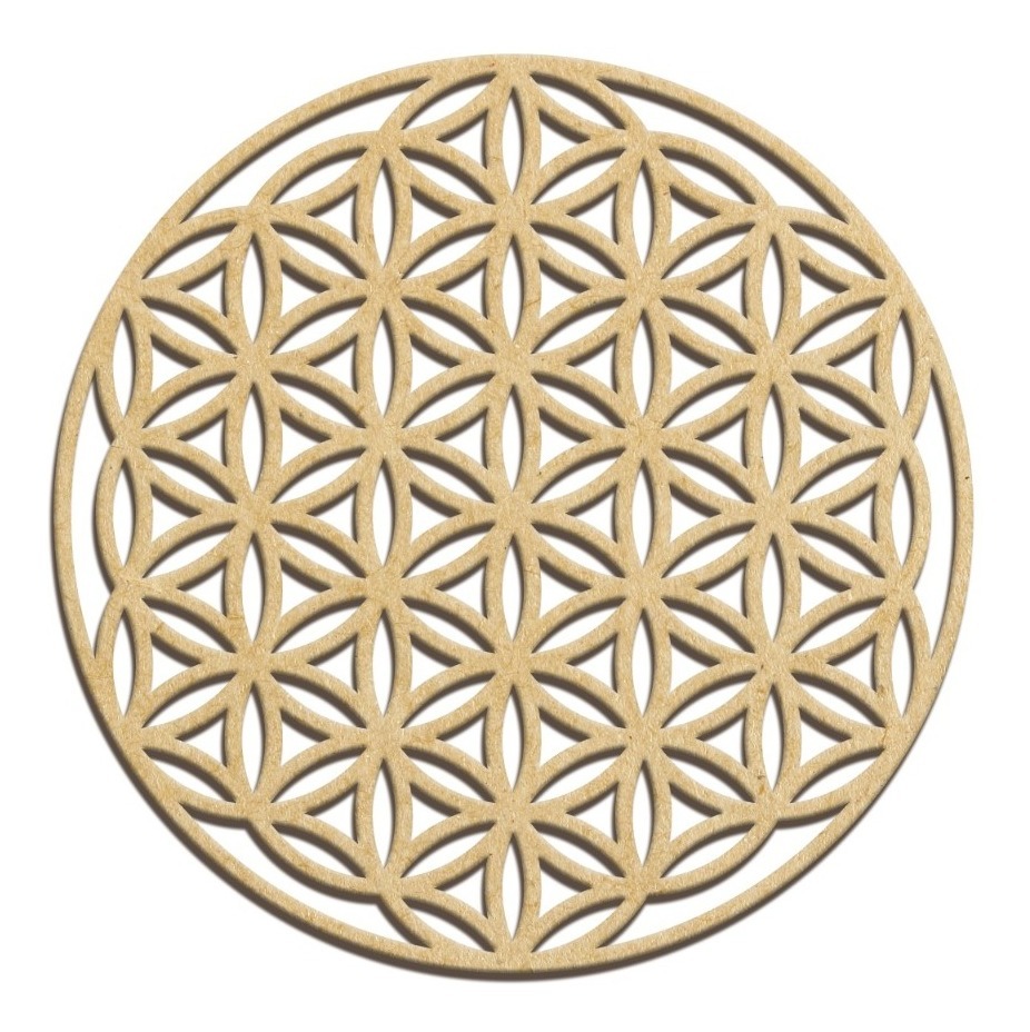 Geometría Sagrada 15 Cm X 15 Cm Mdf3mm Mandalas Natural 7pz