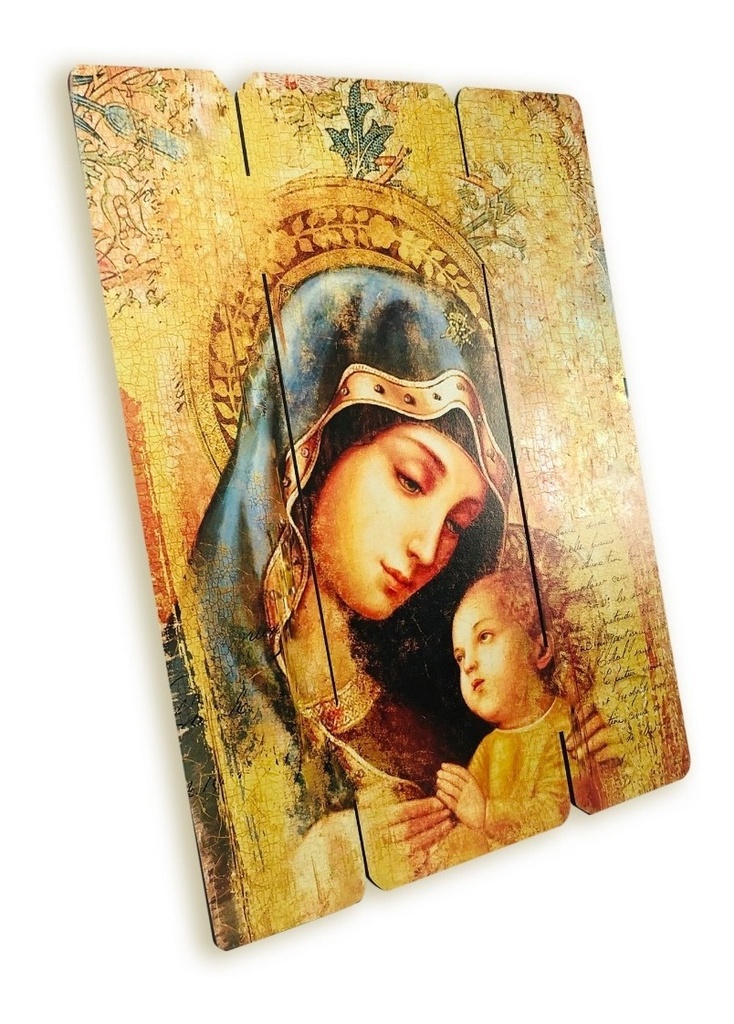 Cuadro Madona Con Niño Dios Impresión Directa Mdf 60x46cm