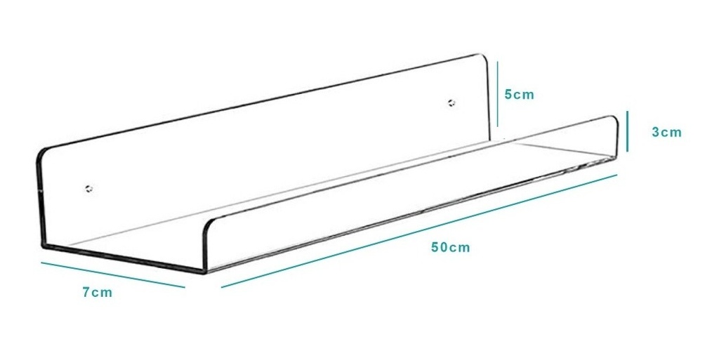 Dos Repisas Flotantes Acrílico 3mm 50 Cm Largo 7 Cm Ancho