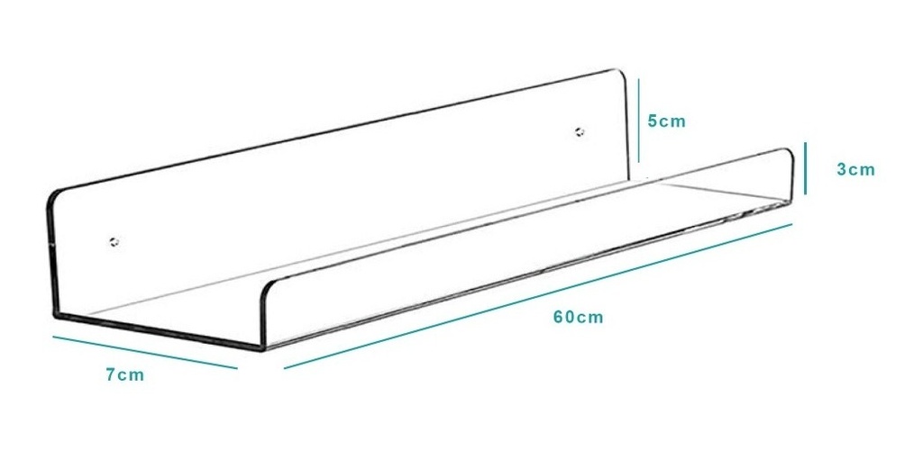 Dos Repisas Flotantes Acrílico 3mm 60 Cm Largo 7 Cm Ancho