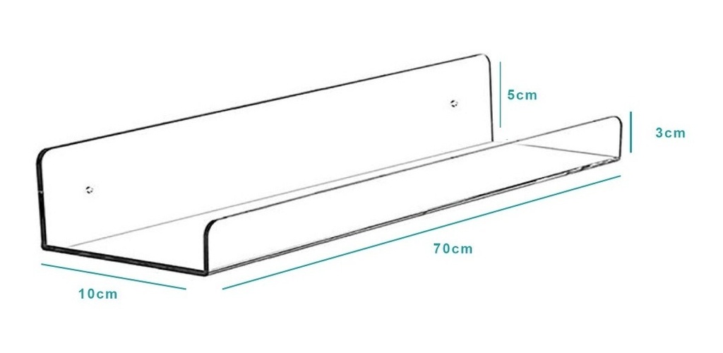 Dos Repisas Flotantes Acrílico 3mm 70 X10cm