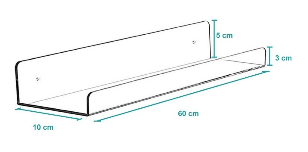 Dos Repisas Flotantes Acrílico 3mm 60 Cm
