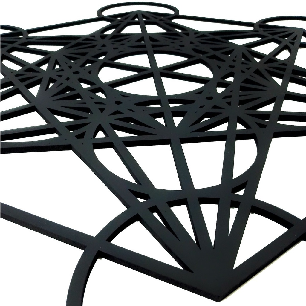 Cuadro Cubo Metatron Pared Decoración 70x64 Oro/plata/negro