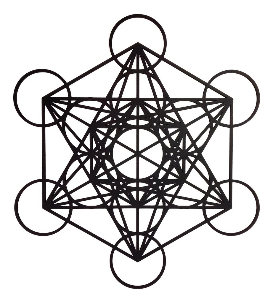 Cuadro Cubo Metatron Pared Decoración 50x44 Oro/plata/negro