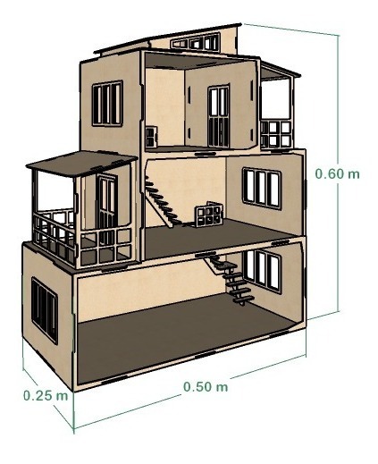 Casa Moderna De Muñecas Pequeñas  En Mdf 