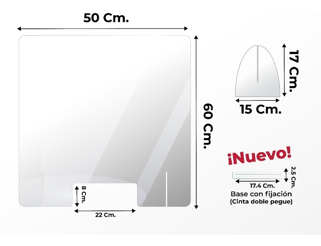 Mampara Anticontagios. 50x60 Cm. Grosor 3 Mm Económica