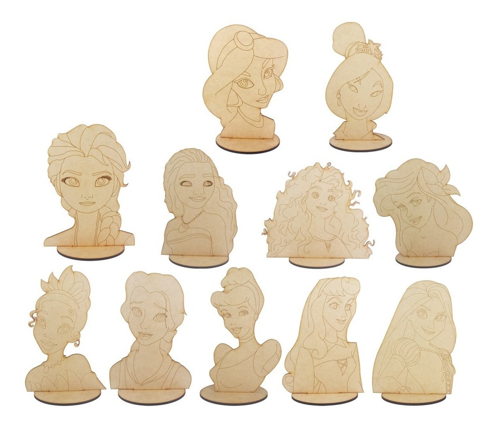 Centro De Mesa Princesas Mdf Xv Cumpleaños 10pzs.