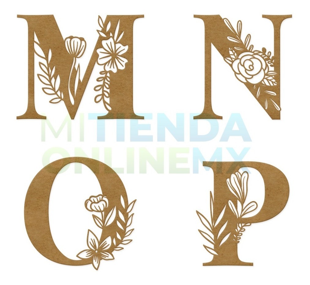 Letras Mdf Flores Corte Laser 20 Cm 3mm (pack 7)