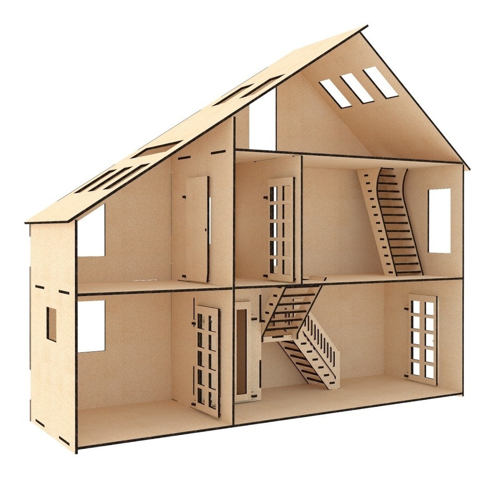 Casa De Campo Triángulo Para Muñeca Pequeñas  En Mdf 