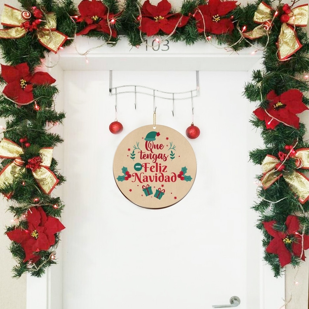 Corona Navidad  Para Puerta Artesanal 25 Cm 